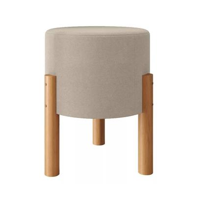 Imagem de Kit 2 Puffs Decorativo Redondo Banqueta Sala Quarto Escritório Pés Madeira Zuppy