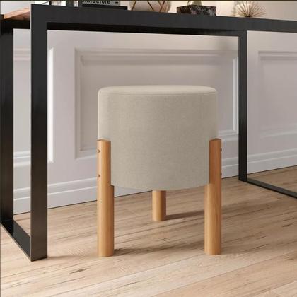 Imagem de Kit 2 Puffs Decorativo Redondo Banqueta Sala Quarto Escritório Pés Madeira Zuppy