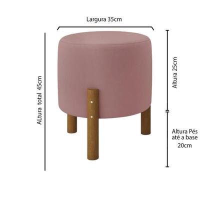 Imagem de Kit 2 Puffs Decorativo Redondo Banqueta Sala Quarto Escritório Pés Madeira Zuppy