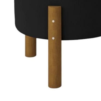 Imagem de Kit 2 Puffs Decorativo Redondo Banqueta Sala Quarto Escritório Pés Madeira Zuppy