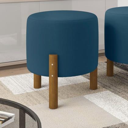 Imagem de Kit 2 Puffs Decorativo Redondo Banqueta Sala Quarto Escritório Pés Madeira Zuppy