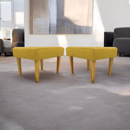 Imagem de Kit 2 Puffs Decorativo Retangular Para Sala Recepção Charme Pé Trapézio Suede Cores