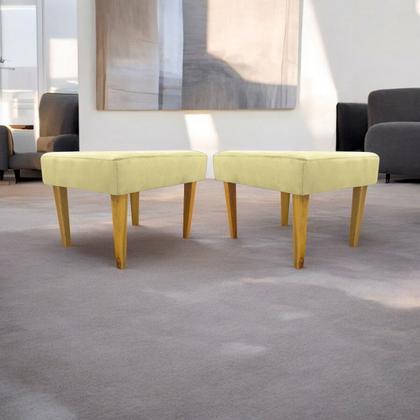 Imagem de Kit 2 Puffs Decorativo Retangular Para Sala Recepção Charme Pé Trapézio Suede Cores