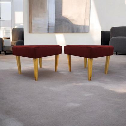 Imagem de Kit 2 Puffs Decorativo Retangular Para Sala Recepção Charme Pé Trapézio Suede Cores