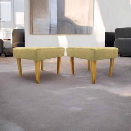 Imagem de Kit 2 Puffs Decorativo Retangular Para Sala Recepção Charme Pé Trapézio Suede Cores