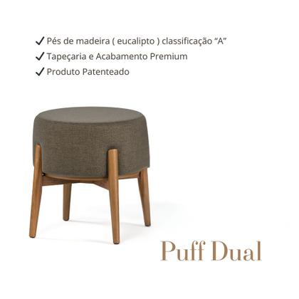 Imagem de Kit 2 Puffs Dual 2 em 1 Acabamento Moderno Vira Mesa de Apoio Linho Chumbo