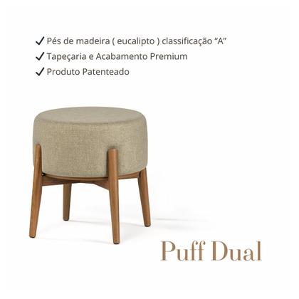 Imagem de Kit 2 Puffs Dual 2 em 1 Acabamento Moderno Vira Mesa de Apoio Linho Cinza