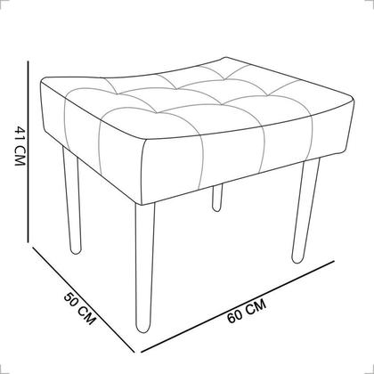 Imagem de Kit 2 Puffs Para Sala Quarto Penteadeira Retangular Requinte Decorativo Suede 