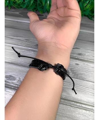 Imagem de Kit 2 Pulseira One Piece Monkey D Luffy De Couro Caveira Anime Otaku Ajustável