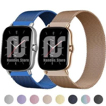 Imagem de Kit 2 Pulseiras em Metal / Aço - Magnética compatíveis com Amazfit GTS / GTS 2 / GTS 2e / GTS 2 mini