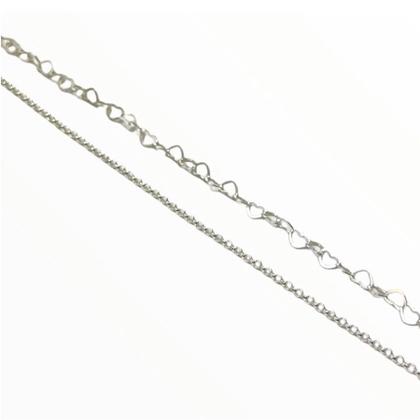 Imagem de kit 2 Pulseiras Prata Legítima 925 16 ou 17 cm