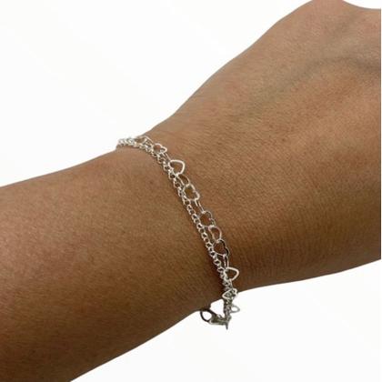Imagem de kit 2 Pulseiras Prata Legítima 925 16 ou 17 cm