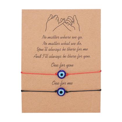 Imagem de Kit 2 Pulseiras Preto e Vermelhas Kabbalah Com 7 Nós E Olho Grego