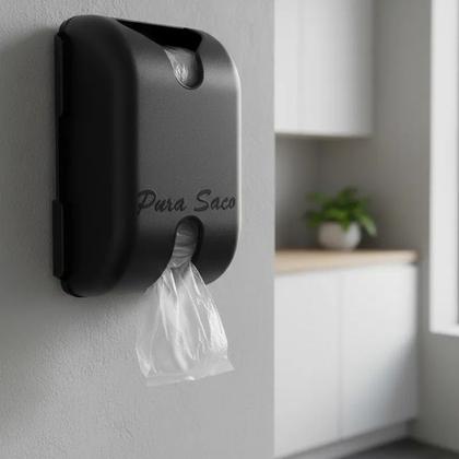 Imagem de Kit 2 Puxa Sacos Dispenser Preto Porta Sacolas Plásticas Adesivo Dupla Face 3M