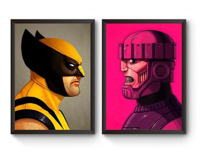 Imagem de Kit 2 Quadros A4 Wolverine Vs Sentinela