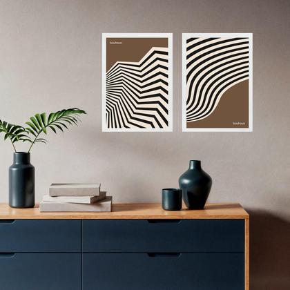 Imagem de Kit 2 Quadros Abstratos Bauhaus - Angular Sinuosity 33x24cm - com vidro