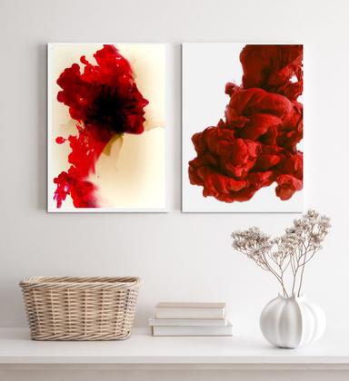 Imagem de Kit 2 Quadros Abstratos Formas Mulher- Vermelho 45x34cm - com vidro