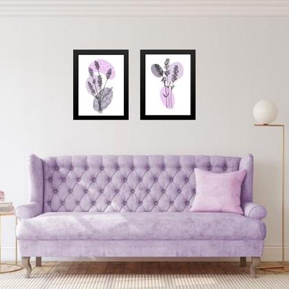Imagem de Kit 2 Quadros Arte Lavanda - Estampas 24x18cm - com vidro