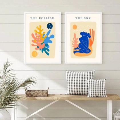 Imagem de Kit 2 Quadros Arte Matisse Eclipse e The Sky 33x24cm - com vidro
