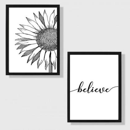 Imagem de Kit 2 Quadros Believe 45x34cm