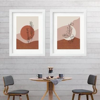 Imagem de Kit 2 Quadros Boho Sol E Lua - 60X48Cm