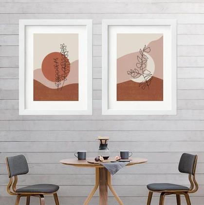 Imagem de Kit 2 Quadros Boho Sol E Lua - 60X48Cm