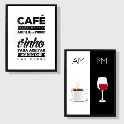 Imagem de Kit 2 Quadros Café E Vinho 45x34cm