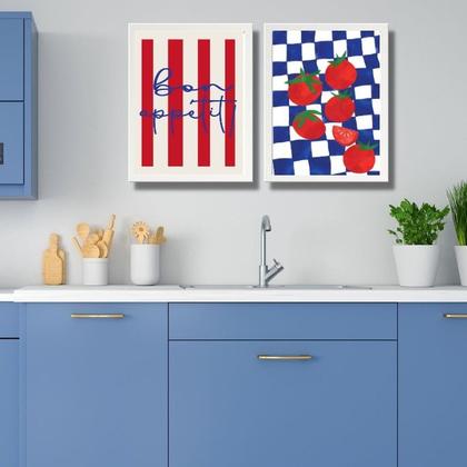 Imagem de Kit 2 Quadros Cozinha Francesa - Bon Appetit 24x18cm - com vidro