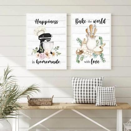Imagem de Kit 2 Quadros Cozinha Provençal - Confeitaria 33X24Cm