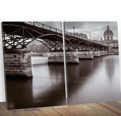 Imagem de Kit 2 Quadros Decorativo Paris Pont Des Arts- Estilo Mosaico