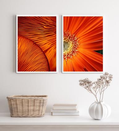 Imagem de Kit 2 Quadros Decorativos Abstratos Texturas Laranjas 45x34cm