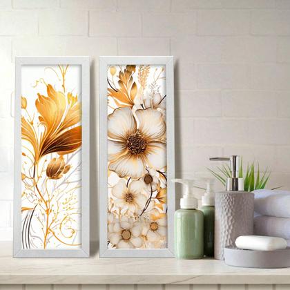 Imagem de Kit 2 Quadros Decorativos Banheiro Lavabo Flores Luxuosas