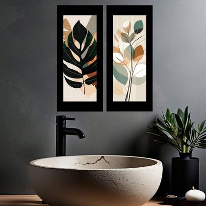 Imagem de Kit 2 Quadros Decorativos Lavabo Banheiro Flores Elegantes