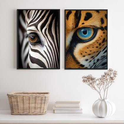 Imagem de Kit 2 Quadros Decorativos Olhos De Animais 45x34cm - com vidro
