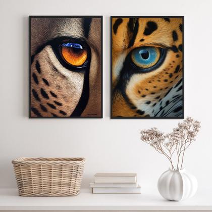 Imagem de Kit 2 Quadros Decorativos Olhos De Felinos 33x24cm