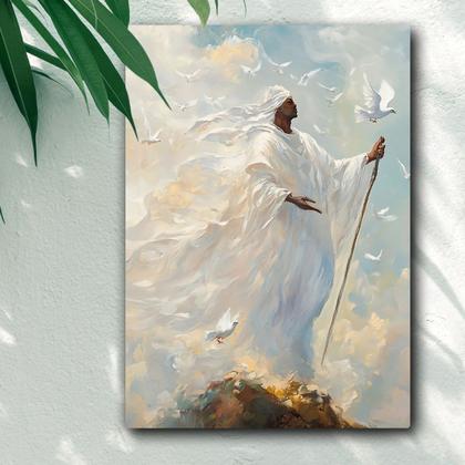 Imagem de Kit 2 Quadros Decorativos Oxalá e Oxumaré  Umbanda  Candomblé  Decoração Orixá  Exclusivo