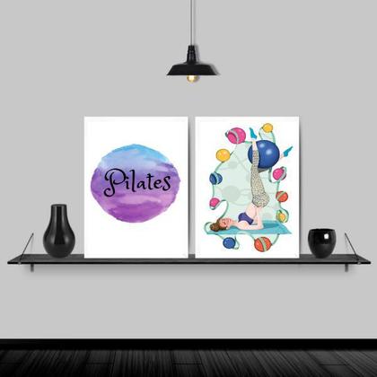 Imagem de Kit 2 Quadros Decorativos Pilates Bolas 24x18cm