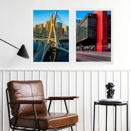 Imagem de Kit 2 Quadros Decorativos São Paulo - Coloridos 24x18cm