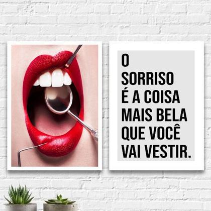 Imagem de Kit 2 Quadros Dentista O Sorriso É A Coisa Mais Bela 24x18cm