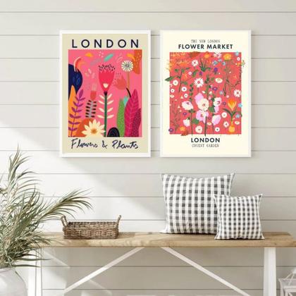 Imagem de Kit 2 Quadros Flower Market - London 45x34cm