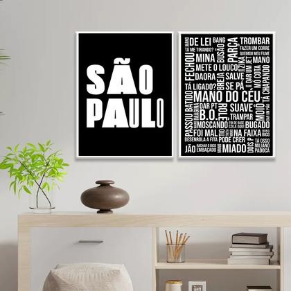 Imagem de Kit 2 Quadros Gírias De São Paulo 45x34cm - com vidro