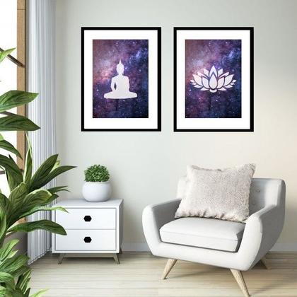 Imagem de kit 2 Quadros Grandes Buda Galáxia - 60x48cm