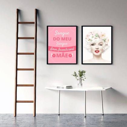Imagem de Kit 2 Quadros Mãe Amor - Marilyn Monroe 33x24cm - com vidro