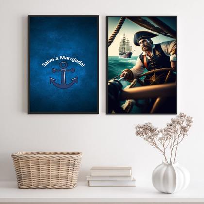 Imagem de Kit 2 Quadros Marinheiros Umbanda- Salve A Marujada 24x18cm - com vidro