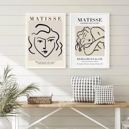 Imagem de Kit 2 Quadros Matisse Monocromático - Mulheres 45x34cm - com vidro
