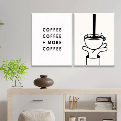 Imagem de Kit 2 Quadros Minimalistas More Coffee 33x24cm