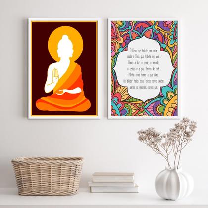 Imagem de Kit 2 Quadros Místicos Zen Buda NamastêBenção 24x18cm - com vidro