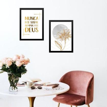 Imagem de Kit 2 Quadros Modernos Nunca Foi Sorte 33x24cm