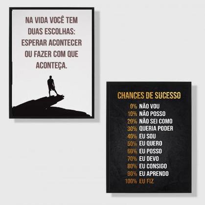 Imagem de Kit 2 Quadros Motivacionais Faça Acontecer 24x18cm - com vidro
