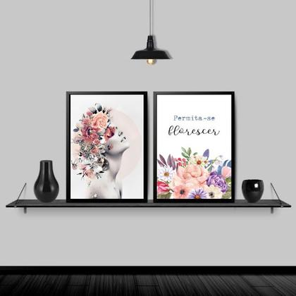 Imagem de Kit 2 Quadros Mulher Permita-se Florescer 33x24cm - com vidro
